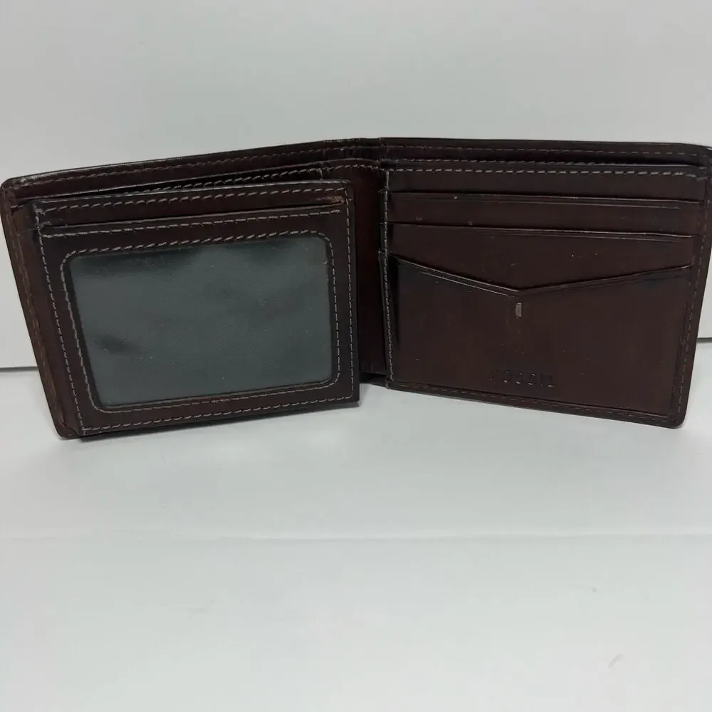 Fossil Dark Brown Leather Tri Fold Wallet for Men - Picture 6 of 7